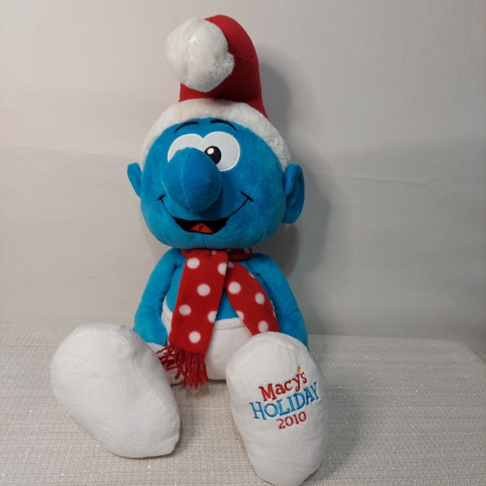 Smurf Plush Macy's Holiday 2010 Christmas Santa Papa 21" Stuffed Animal Red Hat